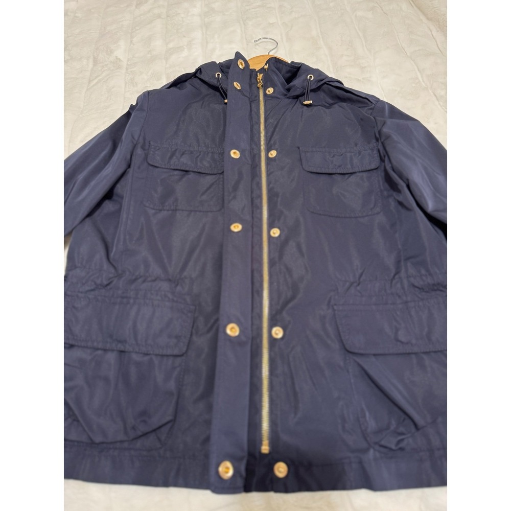 Talbots Petites Dark Navy Hooded Utility Anorak Jacket Women's 14P Lightweight - Picture 7 of 11